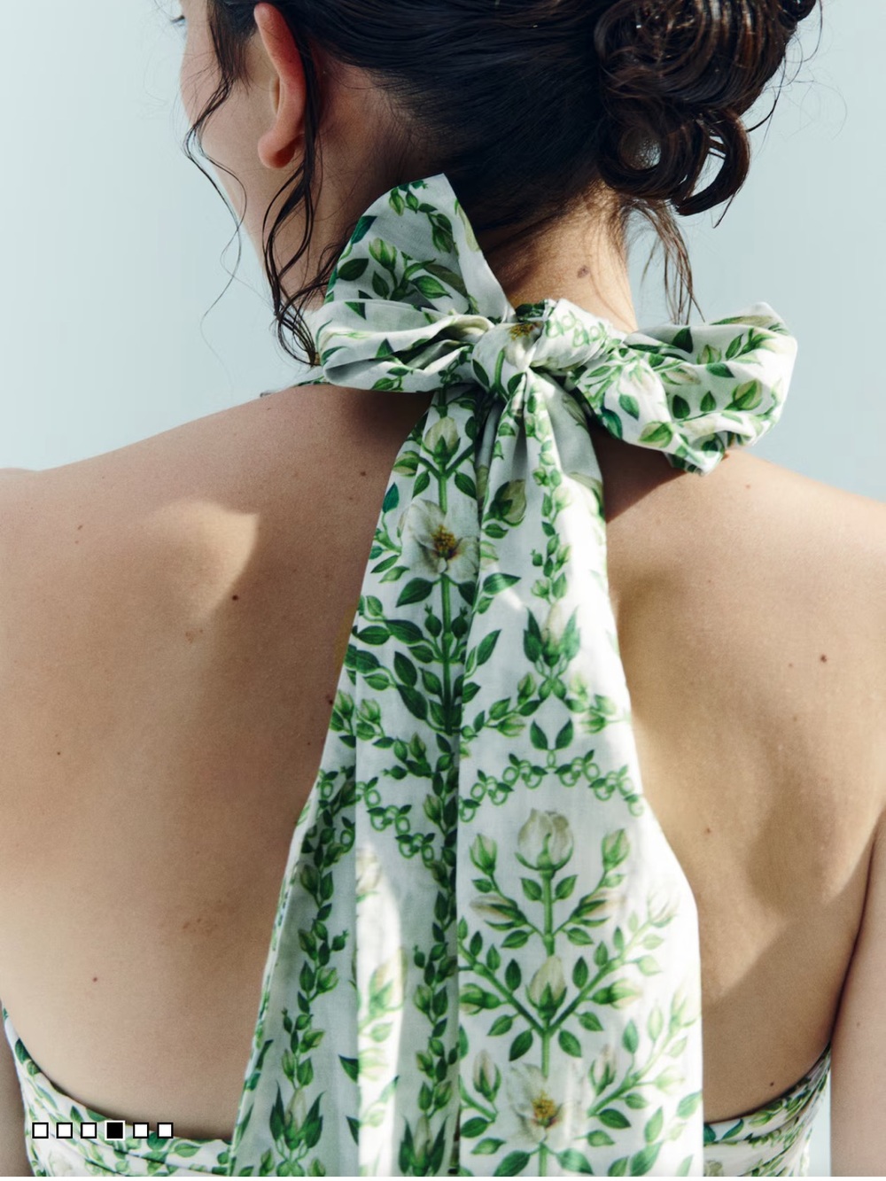 H&M White and Green Floral Halter Midi Dress - Picture 10 of 16